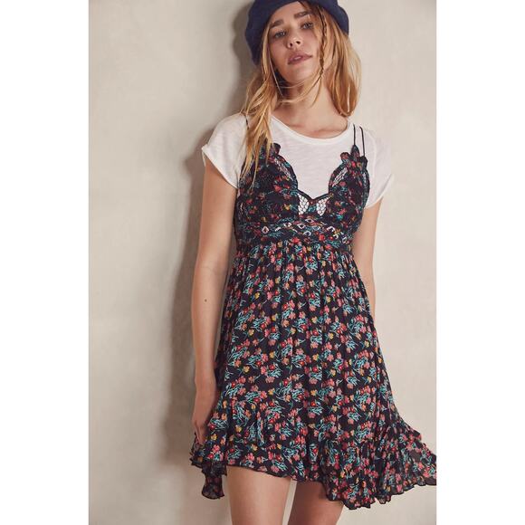 Free People - Printed Adella Mini Slip Dress - Picture 2 of 12